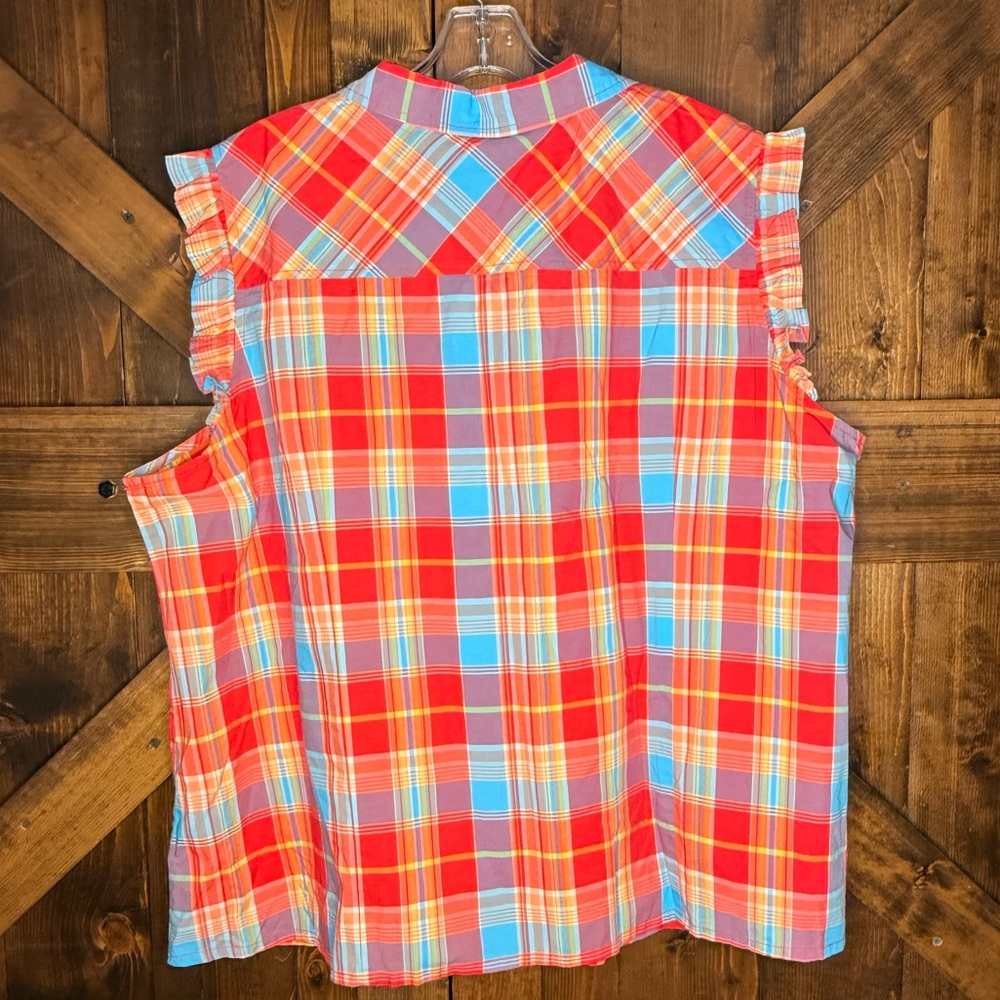 NWT Tommy Hilfiger Plaid Flutter Sleeveless Sleeve Plus Size Top Size 2X - Picture 4 of 9